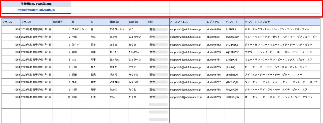 不要な行を削除したExcelファイル