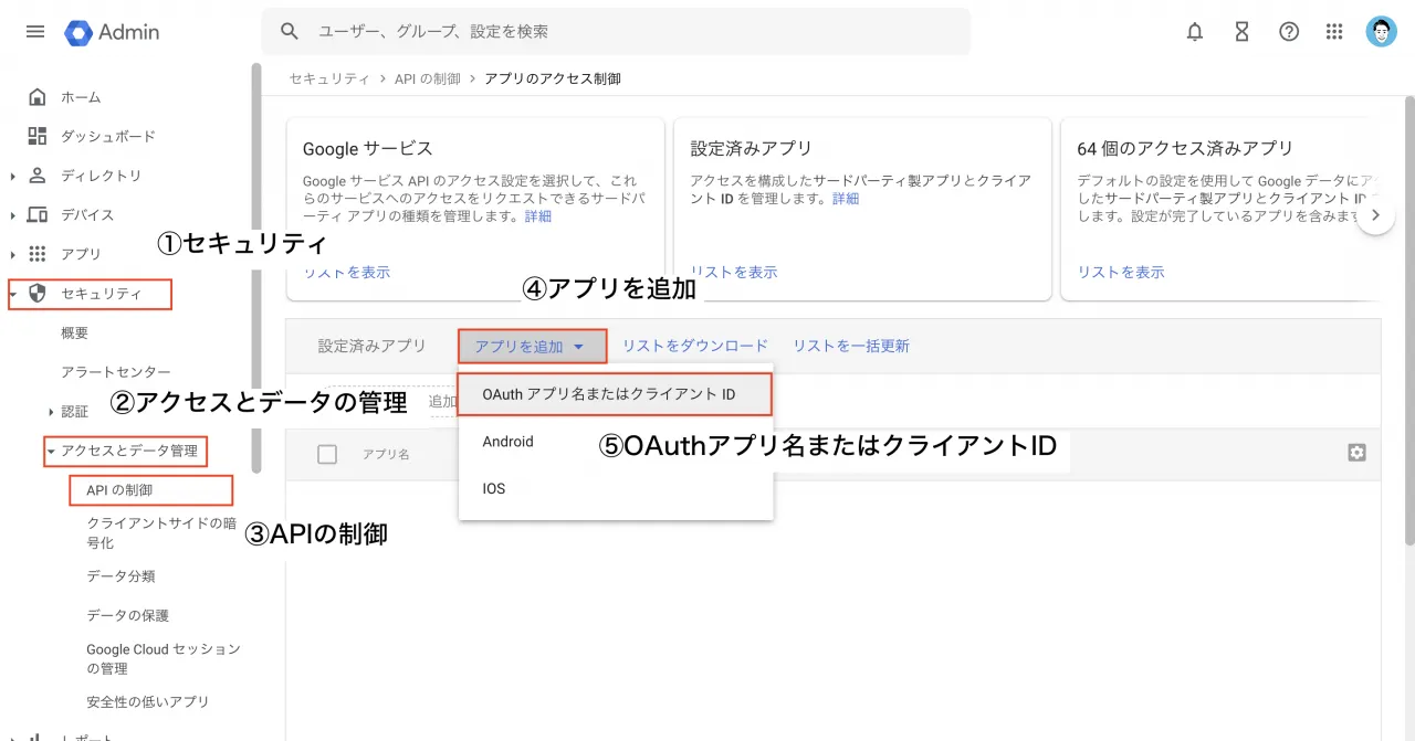 Google管理コンソール 手順①〜③